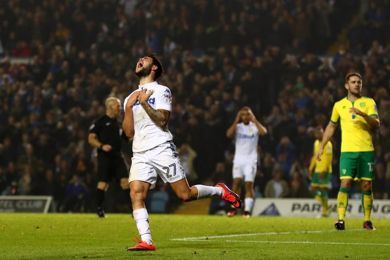 Alex Mowatt reacts to missing a chance during the EFL Cup fourth round clash against Norwich City at Elland Road in October 2016.