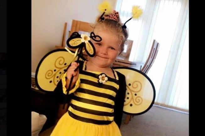 Jayne Stanley shared a photo of Harper ready for nursery’s ugly bug ball. "Last day tomorrow then big school September, she said.