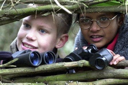 Robert Webster aged 11, and Pooja Menon aged 8 members of the young RSPB Wildlife Explosers Leeds Group who were today helping to launch the 'Big Garden Birdwatch' at Fairburns Ings on Saturday 20 January 2001