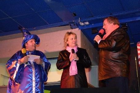 Paul Stead, Catherine Apanowicz and Richard Whiteley at the lights switch on