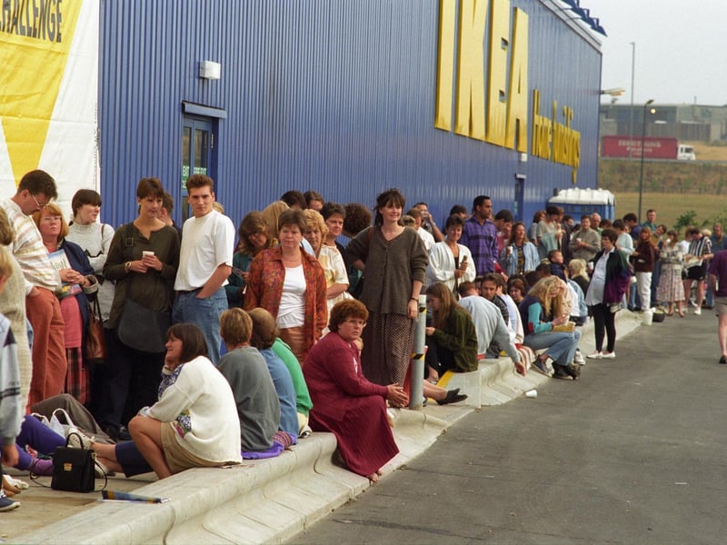 Shoppers queue for the opening of the new Ikea store.