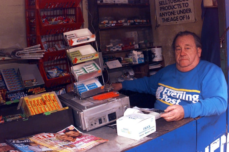 Do you remember newspaper vendor Brian Keighley? He was told to move from his site on Kirkgate in September 1995 to make way for the refurbishment of the old Scotsman pub.