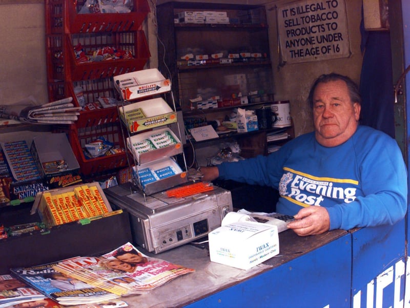 Do you remember newspaper vendor Brian Keighley? He was told to move from his site on Kirkgate in September 1995 to make way for the refurbishment of the old Scotsman pub.