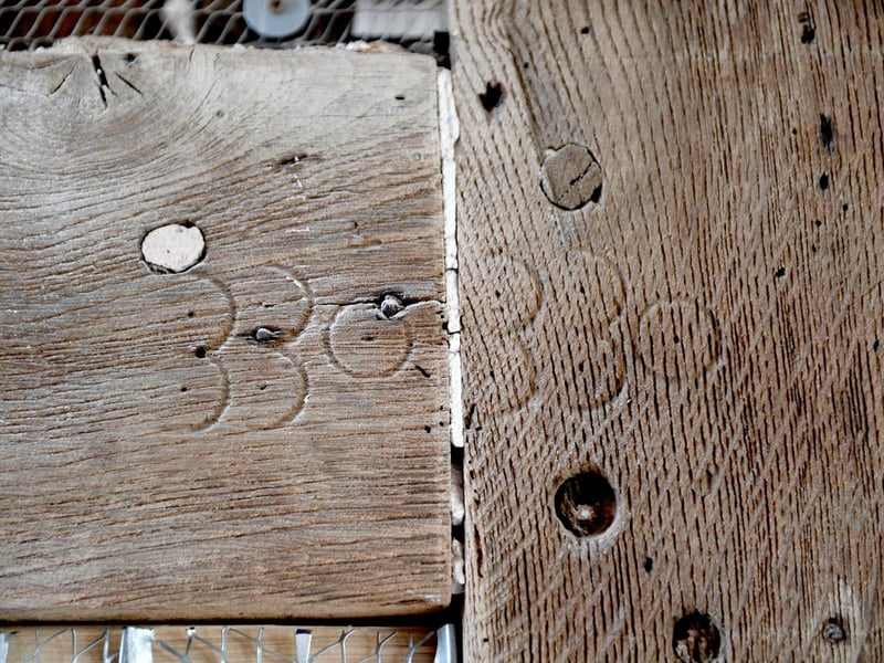 All the joists have the original carpenter's numbering system, to ensure that the correct pieces are joined together like a jigsaw