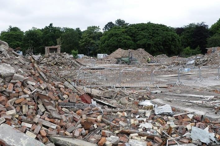 Demolition debris at the former Whittingham hospital in 2014.