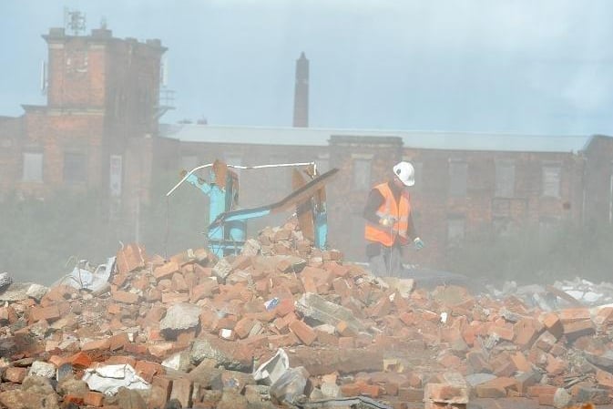 Only rubble remains of the former Goss printing press site in Greenbank Street, Preston, in 2015.