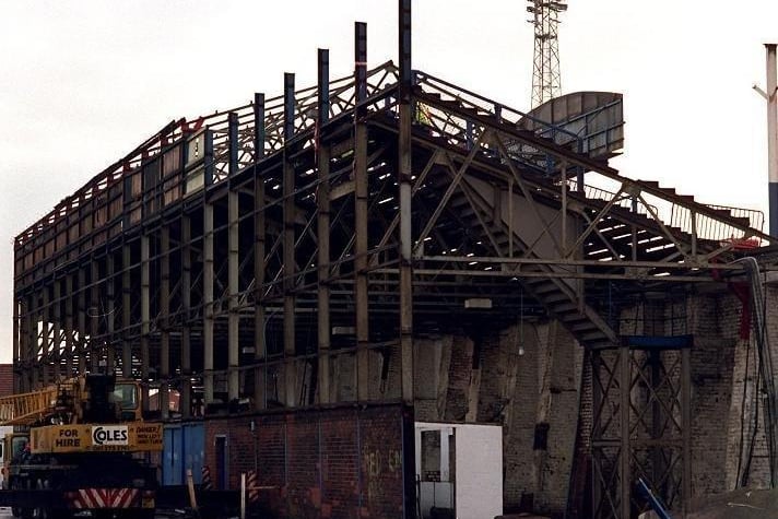 The remains of the Bill Shankly Kop at Deepdale as work continued to demolish the stand in 1998.