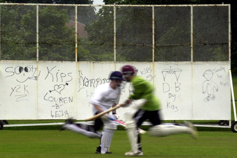 Vandals targeted Hall Park Cricket Club in Horsforth. The wicket was damaged as well as sightscreens, pictured.