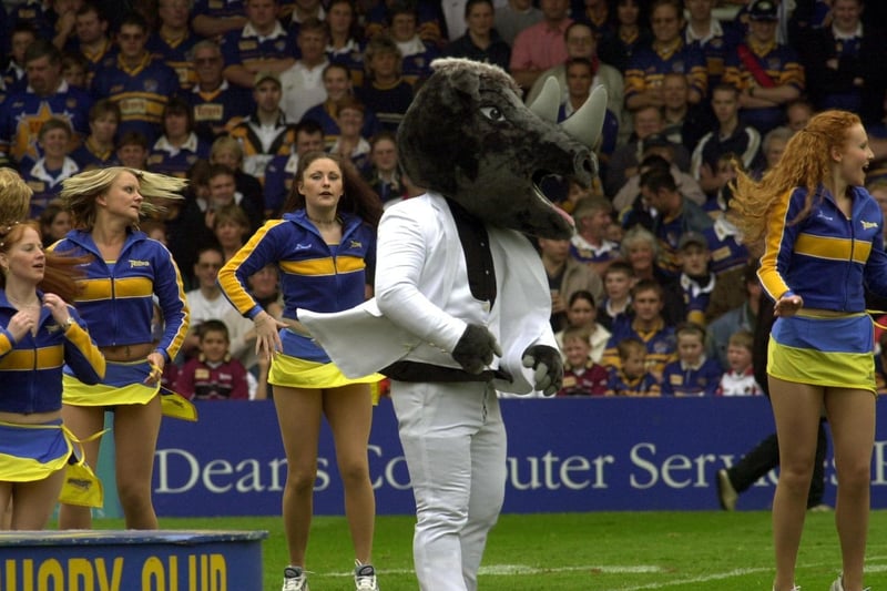 Ron Travolta, aka Ronnie the Rhino, donned his Saturday Night Fever gear before the Rhinos tackled Castleford Tigers at Headingley.