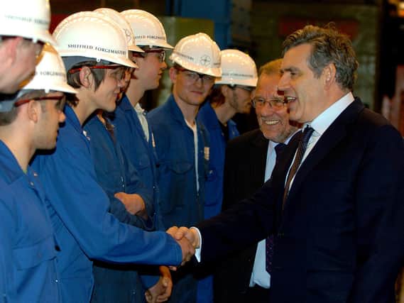 Former Prime Minister, Gordon Brown, takes a tour of Sheffield Forgemasters International on May 8, 2009. 

Photo: Jonathan Gawthorpe