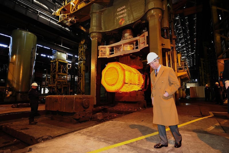 The inner workings of Sheffield Forgemasters is revealed to Prince Charles who is invited for a tour on November 24, 2008.

Photo: John Giles / PA