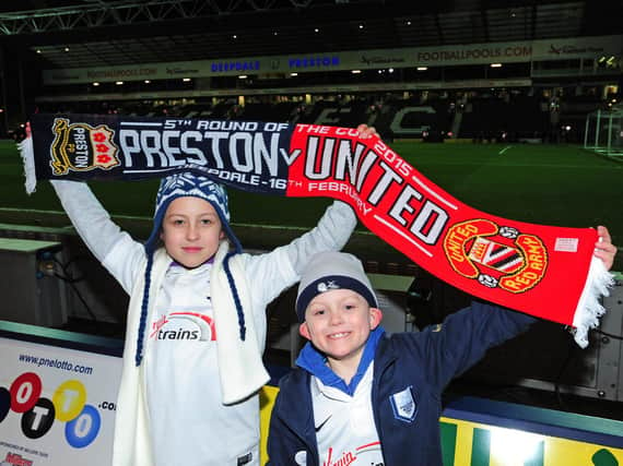 Two Preston fans ahead of the FA Cup meeting with Manchester United.