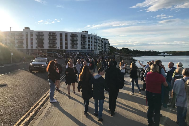 Covid checks meant the queue stretched along Marine Drive. Get there early is the message!