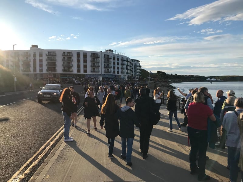 Covid checks meant the queue stretched along Marine Drive. Get there early is the message!
