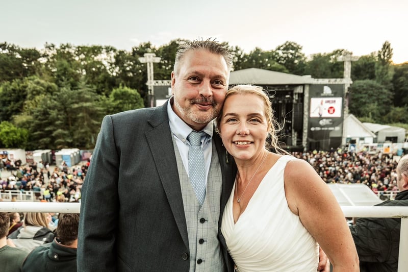 Wedding couple Rob and Sarah Hiscoe celebrated at the concert. Photo: Cuffe and Taylor.