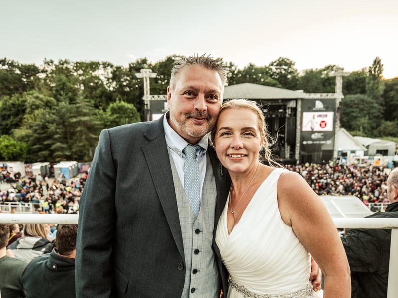 Wedding couple Rob and Sarah Hiscoe celebrated at the concert. Photo: Cuffe and Taylor.