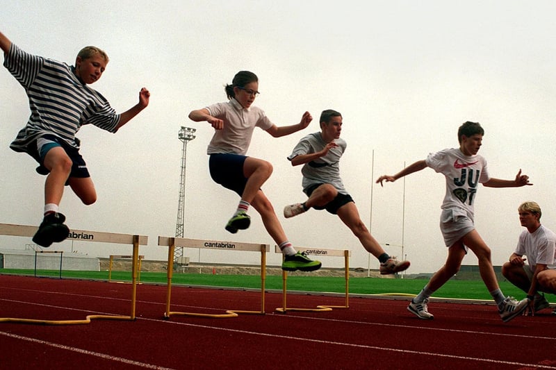 The City of Leeds begins its search for athletics stars of the future with the launch of Spar Track 1997. Pictured are Robert Guest, Claire Connon, Adrian Smollett and Stuart Vincent.