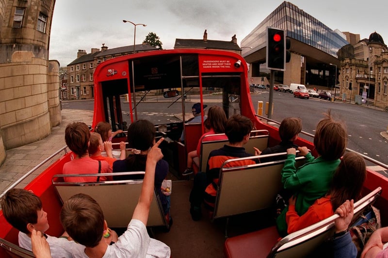 Visitors to Halifax were able to see the town's attractions from "Britains only open-top mini bus" back in 1997.