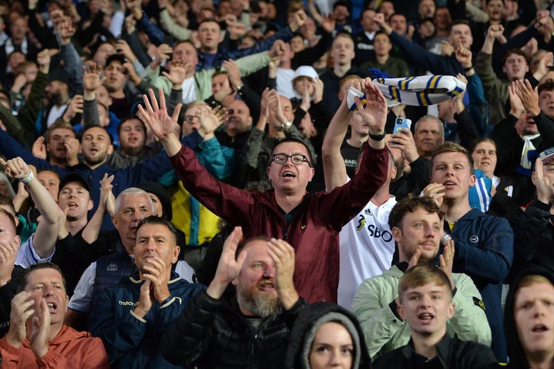 Leeds United fans at Ewood Park for the Whites friendly with Blackburn Rovers.