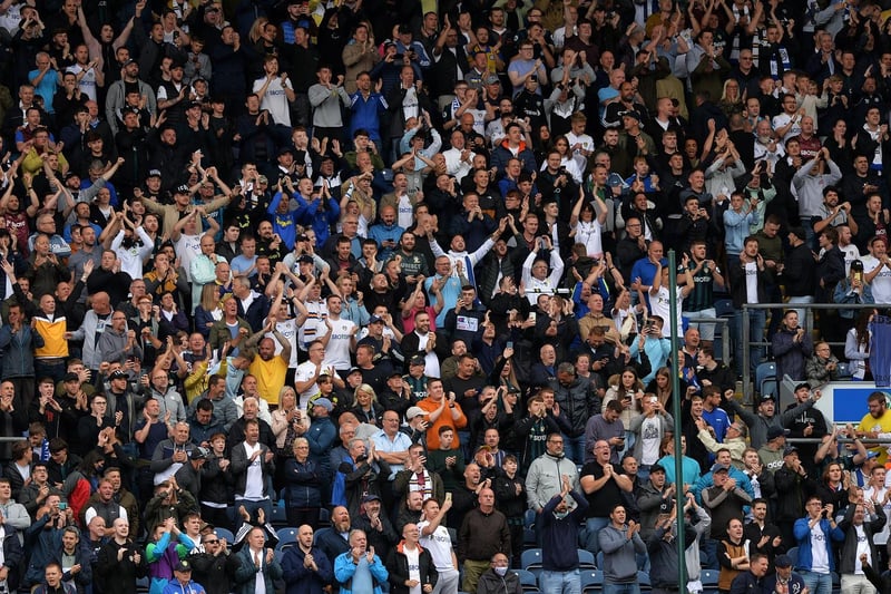 Leeds United fans at Ewood Park for the Whites friendly with Blackburn Rovers.
