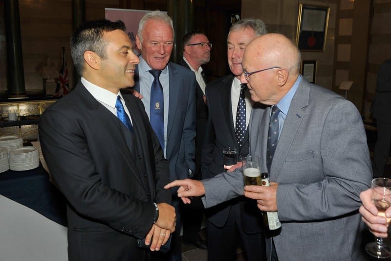 Terry Cooper, right, with Leeds United chairman Andrea Radrizzani, left, along with Eddie Gray, second left, and Trevor Cherry at Leeds Civic Hall as the club celebrated their centenary year in October 2019. Picture Tony Johnson.