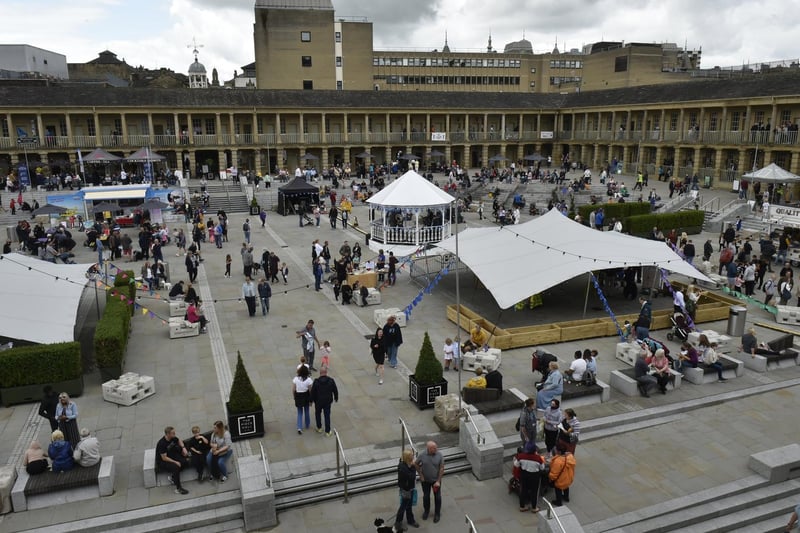 Crowds at The Yorkshire Day event at Piece Hall, Halifax