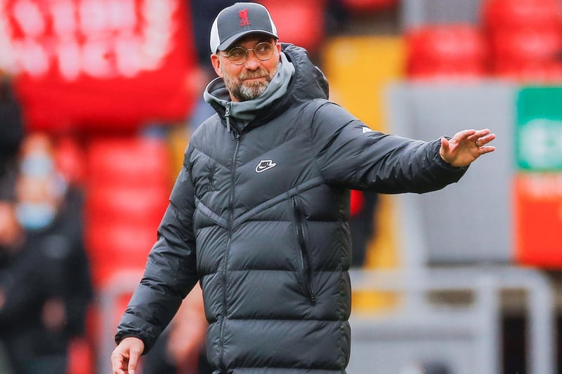 Jurgen Klopp, Manager of Liverpool looks on prior to the Premier League match between Liverpool and Crystal Palace at Anfield on May 23, 2021 in Liverpool, England.