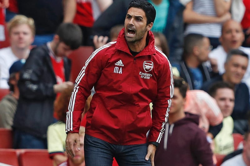 Arsenal's Spanish manager Mikel Arteta gestures on the touchline during the pre-season friendly football match between Arsenal and Chelsea at The Emirates Stadium in north London on August 1, 2021.