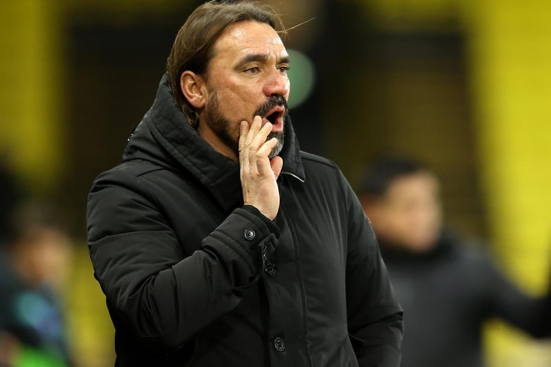 Daniel Farke, Manager of Norwich City gives his team instructions during the Sky Bet Championship match between Watford and Norwich City at Vicarage Road on December 26, 2020 in Watford, England.