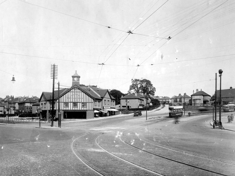 The Clock Buildings on Roundhay Road in Harehills pictured in May 1929. This is the future site of the Clock Cinema, opening in 1938.