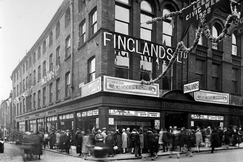 The Civic Week prize winning window displays of Finglands Furnishing, at the junction of King Charles Street and Guildford Street in September 1928.