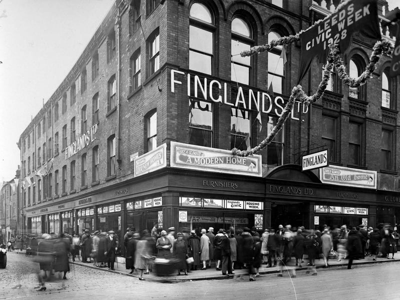 The Civic Week prize winning window displays of Finglands Furnishing, at the junction of King Charles Street and Guildford Street in September 1928.