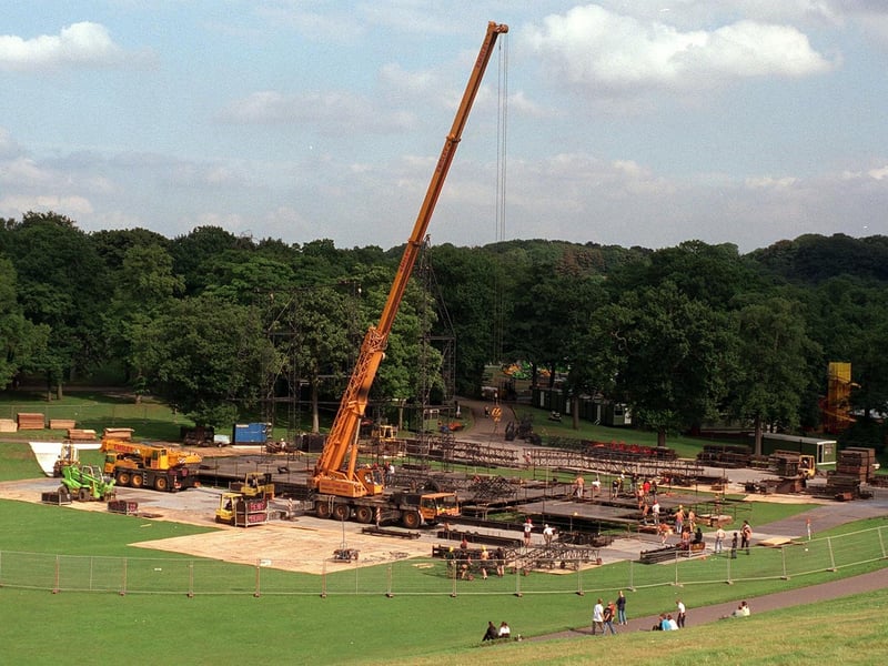 Work starts on constructing the stage.