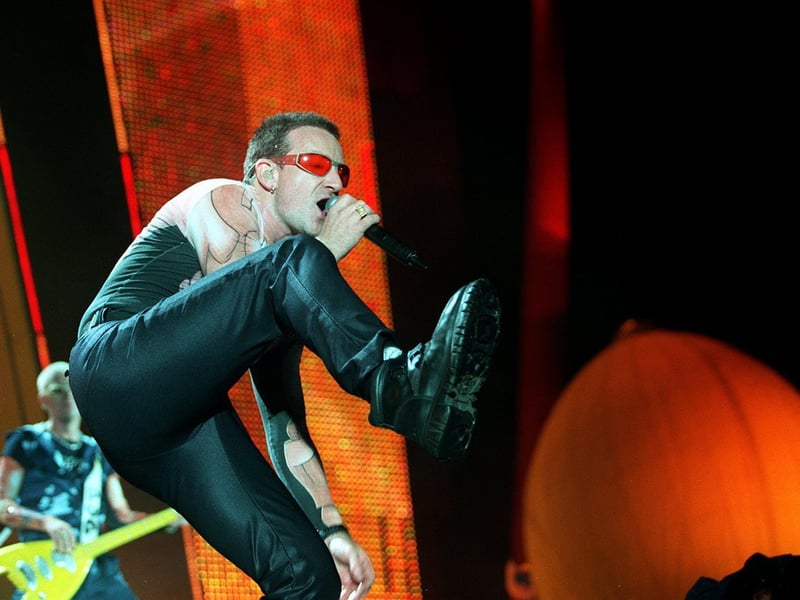 Bono belts out a tune.