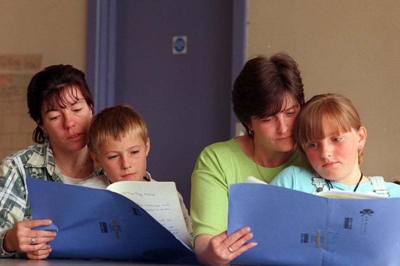 Studying at Merlyn Rees Community High School are from the left, Joan Robinson with her son Kyle and April Isotta with daughter Amie.