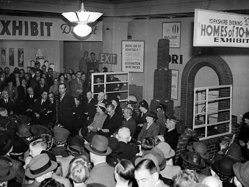 The 1944 exhibition was opened by Bradford writer J.B. Priestley. He survived injury and gas attacks in the First World War which left him unfit for active service in the Second World War.