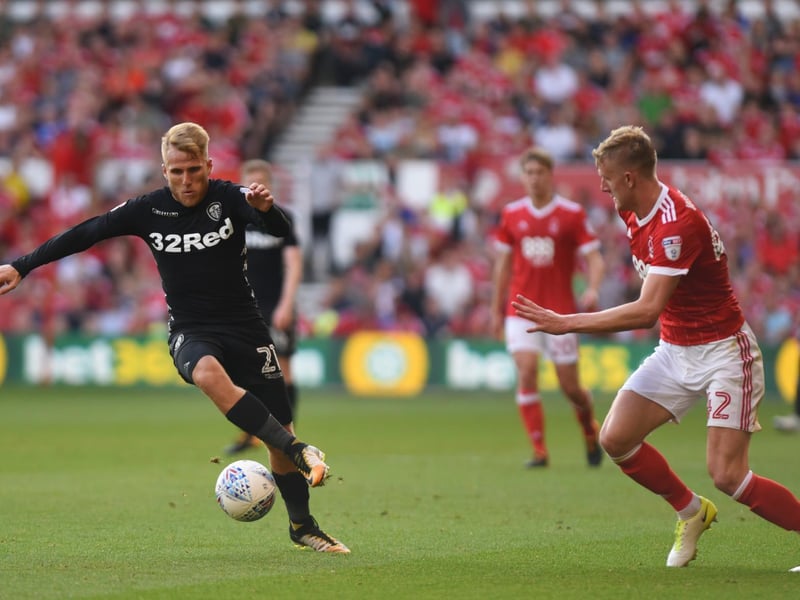 Samuel Saiz drives forward in the heart of midfield.