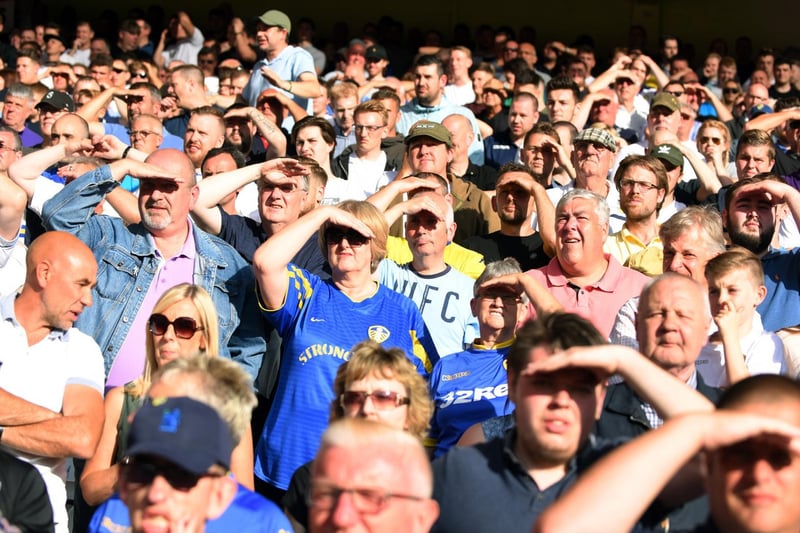 Leeds fans look on during the game.