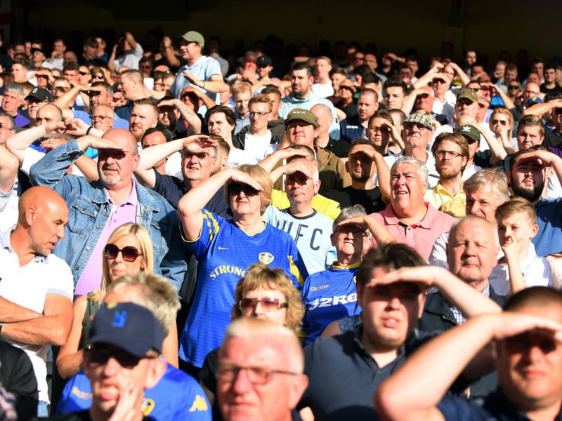Leeds fans look on during the game.