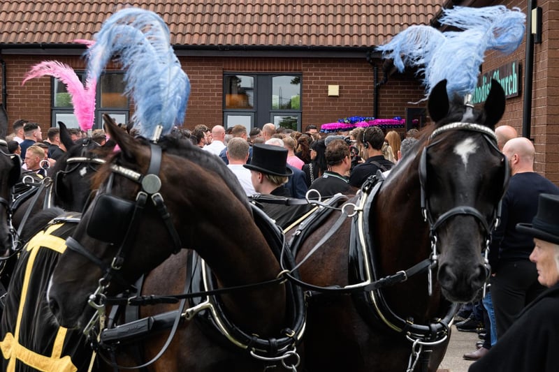 A horse-drawn carriage took Frank on his final journey.