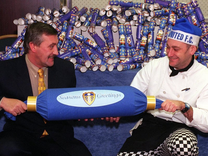 Leeds United's banqueting suite was preparing to cater for 14,000 diners over the festive season. Pictured, from left, are banqueting manager Alan Hegarty with head chef Andrew Dobson with Leeds United crackers.