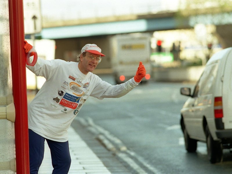 Martyn Bracegridle was hoping to save his legs after running along Wellington Street during his Lands End to Lands End run via John O'Groats in aid of Mencap and Marie Curie Cancer Care.