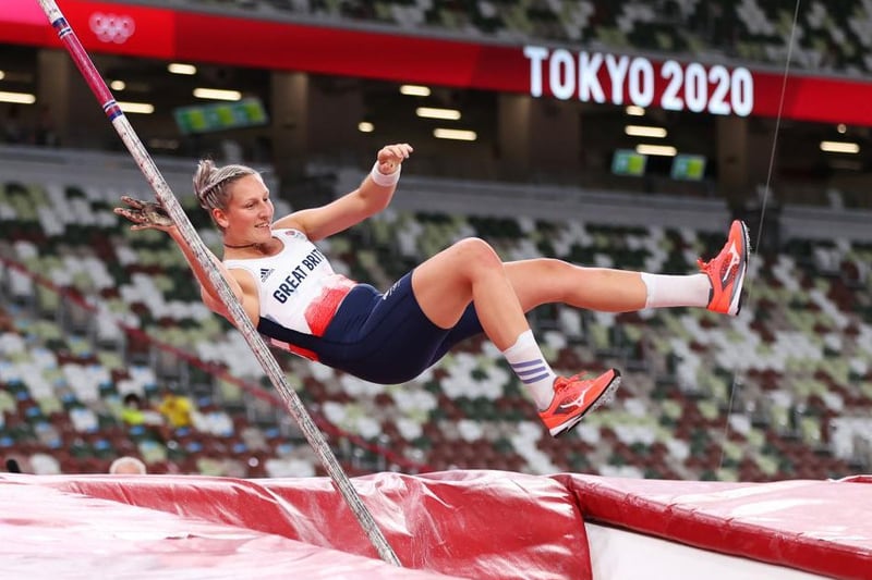 Holly Bradshaw from Chorley competes in the pole vault final at the Tokyo Olympics