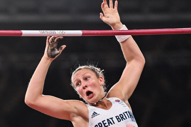 The effort in Holly Bradshaw's face is clear to see as she competes for a medal in the pole vault