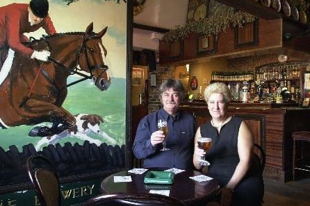 David and Maureen James at Fernandes Brewery Tap, Avison Yard, Wakefield, which won the CAMRA Yorkshire Pub of the Year for the second year running.