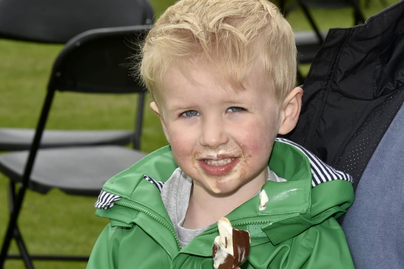 Two-year-old Xander Pearson, of Burley in Wharfedale, enjoying his ice cream.