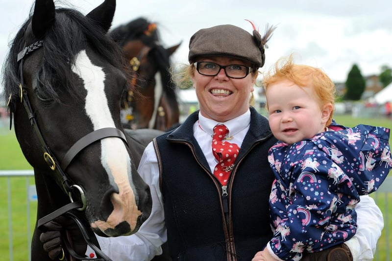 The annual Garstang Agricultural Show, Garstang. Daniel Brice with daughter Harriet aged 15 months from Garstang, with their pony Roy which won first prize in the Welsh section. Picture by Paul Heyes, Saturday July 07, 2021.