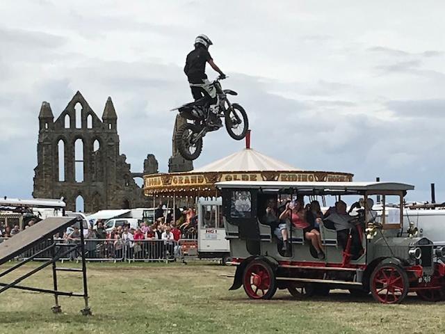Stunts with Whitby Abbey in the background.