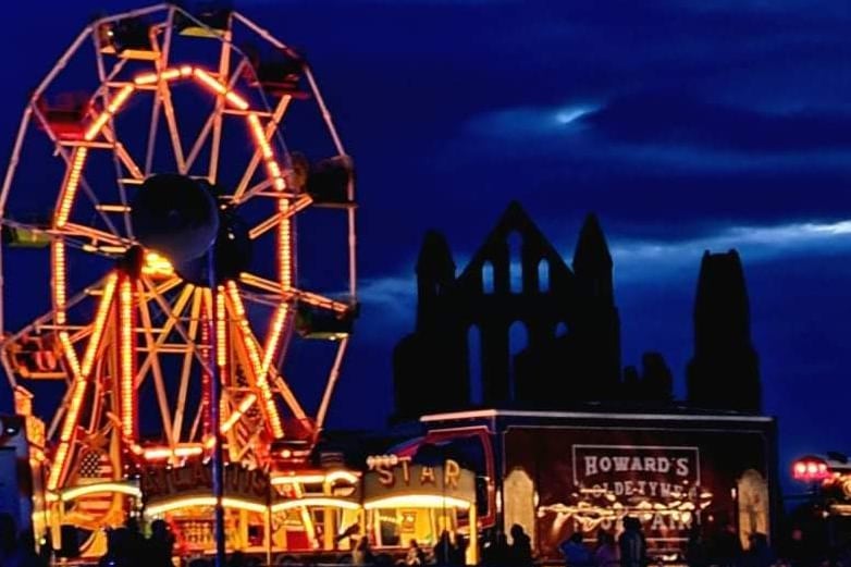 A big wheel lights up the night sky in Whitby.