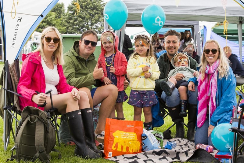 Family fun at Brodstock. From the left are Sarah Blay; Matt Walker; Harriet Walker-Blay, four; Poppy Green, four; Chris Green; Freddie Green, two; and Laura Green.